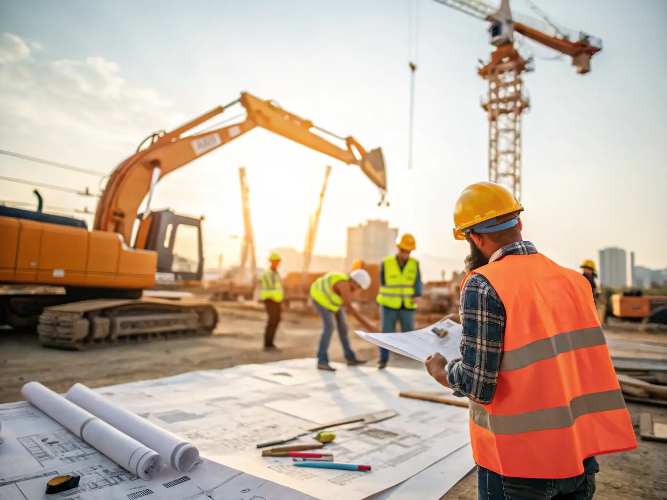 An image of a construction site where a team is working on a project, showcasing Hunter Paige Construction's commitment to quality and safety.