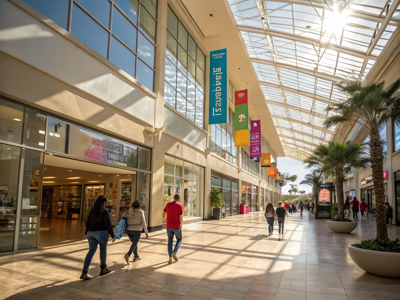 A retail shopping center with multiple storefronts, designed for accessibility and customer engagement, reflecting Hunter Paige Construction's expertise in retail construction.